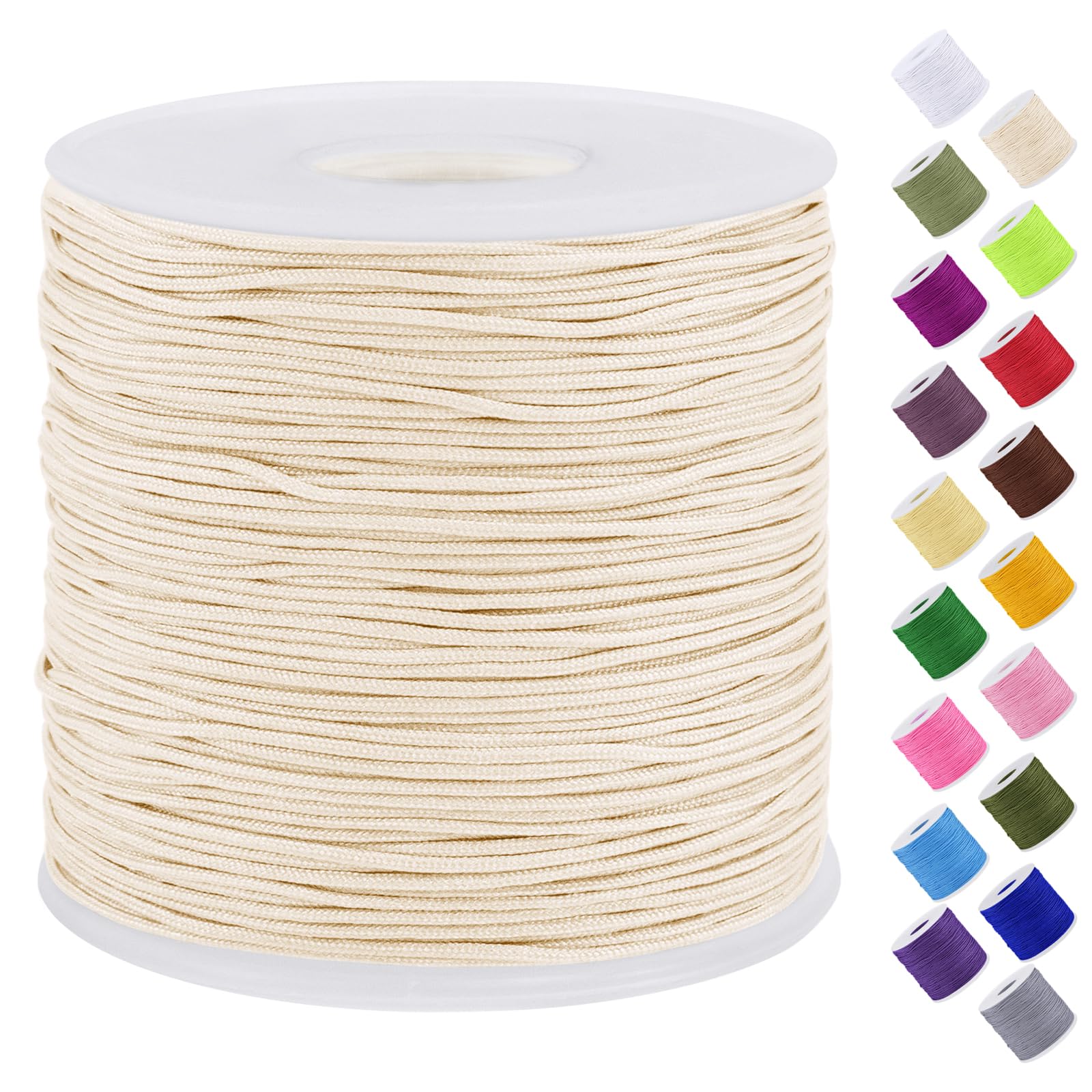 Uiopa Nylon Cord, 0.7mm x 131 Yards Nylon String for Bracelet Making, Beading Thread Bracelet Cord for Necklace, Jewellery Making, Macrame, DIY Crafts, Cream