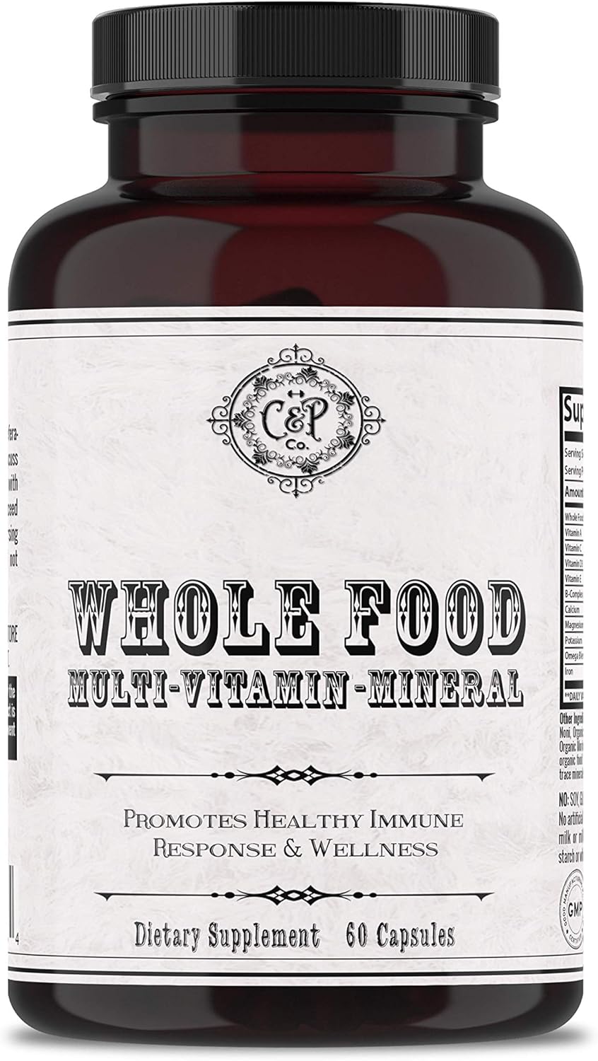 Whole Food Multivitamin for Women & Men | Multivitamin Mineral Blend w/ Whole Fruits & Veggies, Folic Acid, Iron & Zinc | Vegan | Caffeine-Free | Non-GMO | Promotes Healthy Immune Response & Wellness