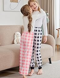 Arshiner Pajama Pants for Girls Long Sleep Plaid