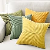 Topfinel Fall Yellow Green Throw Pillow Covers Set of 4,Boho Pillow Covers Soft and Cozy Velvet Double-Sided Designs,Mix and Match Nordic for Couch Boho Farmhouse Home Decor 18x18 Inch
