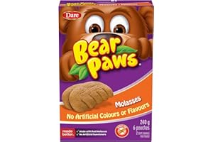 Bear Paws Molasses Cookies - Soft Cookie Snack Packs, Peanut Free School Snacks, 240g, 6 pouches