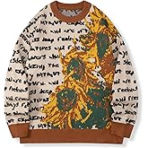 LILILEIDY Mens Crewneck Sweaters Graphic Comfortable Casual Knit Fall Winter Sweater Oversized Pullovers