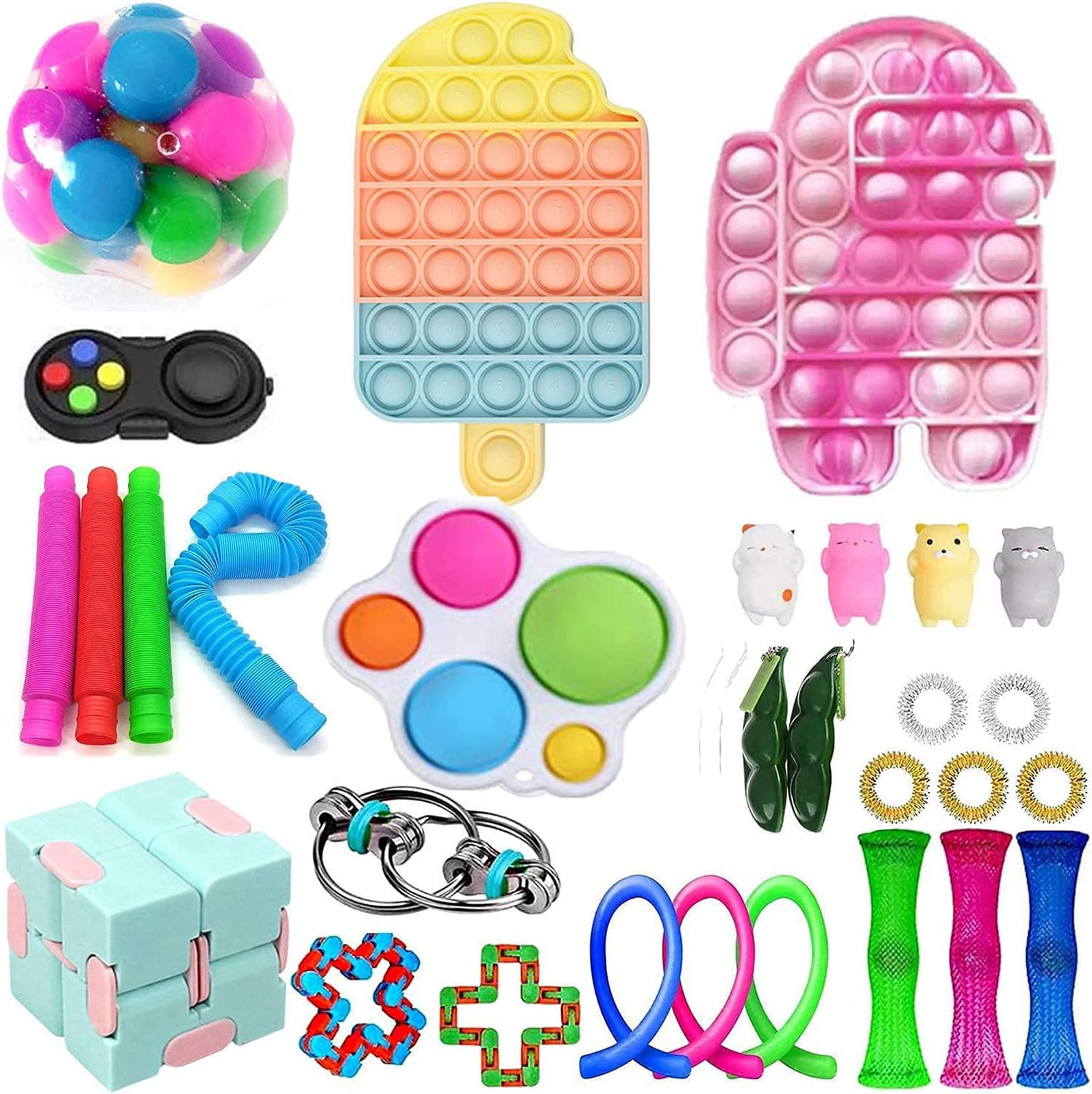 Fidget Toy Sets, Fidget Toys Pack, Fidget Packs Dimple Fidget Toys, Simple Dimple Pack, Stress Anxiety Relief Hand Toys Special Toys Fidget Toys (D)
