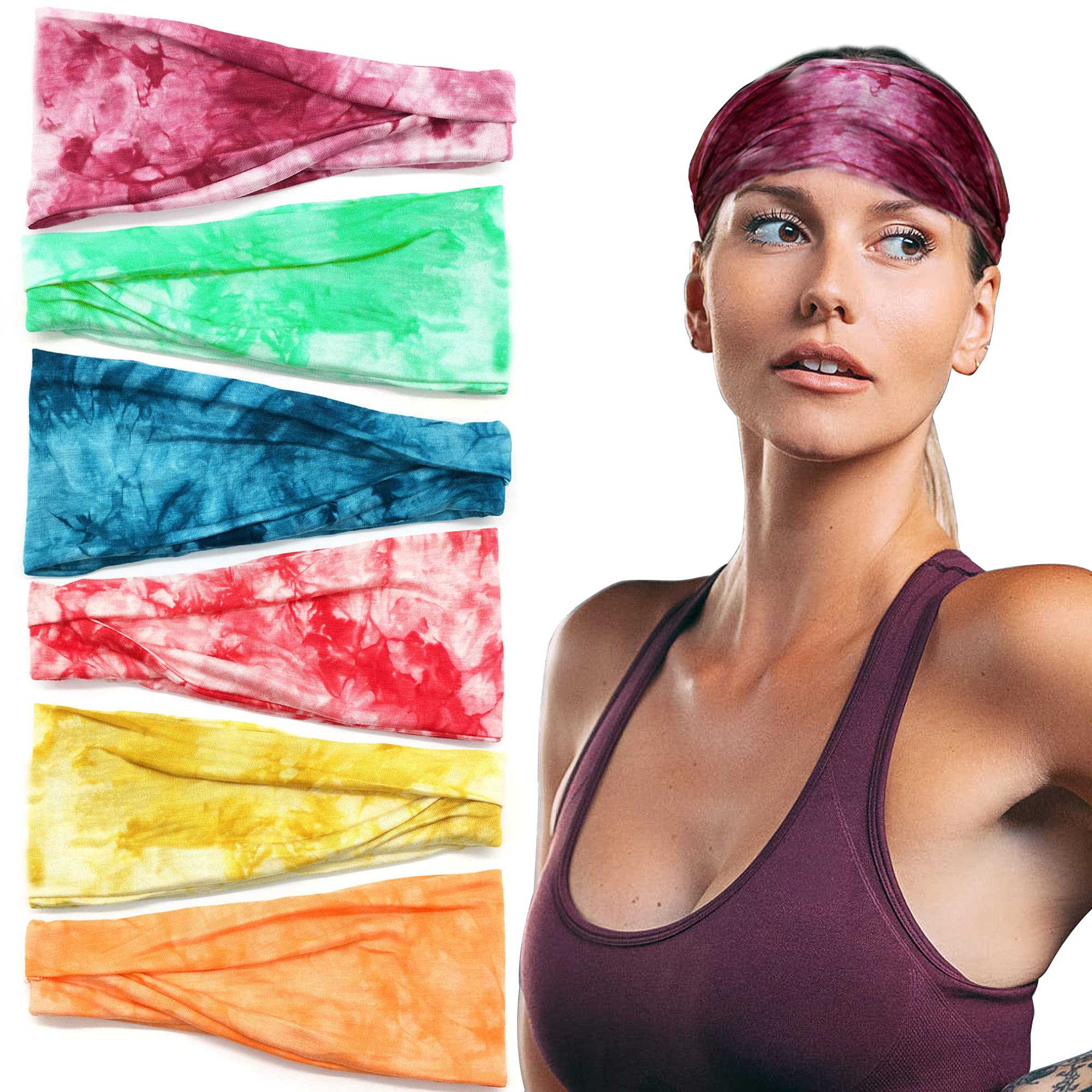 Zollen Headbands for Women, Elastic Sweat Bands Non Slip, Moisture Wicking & Quick Dry for Yoga, Work Outs，Sport Activities