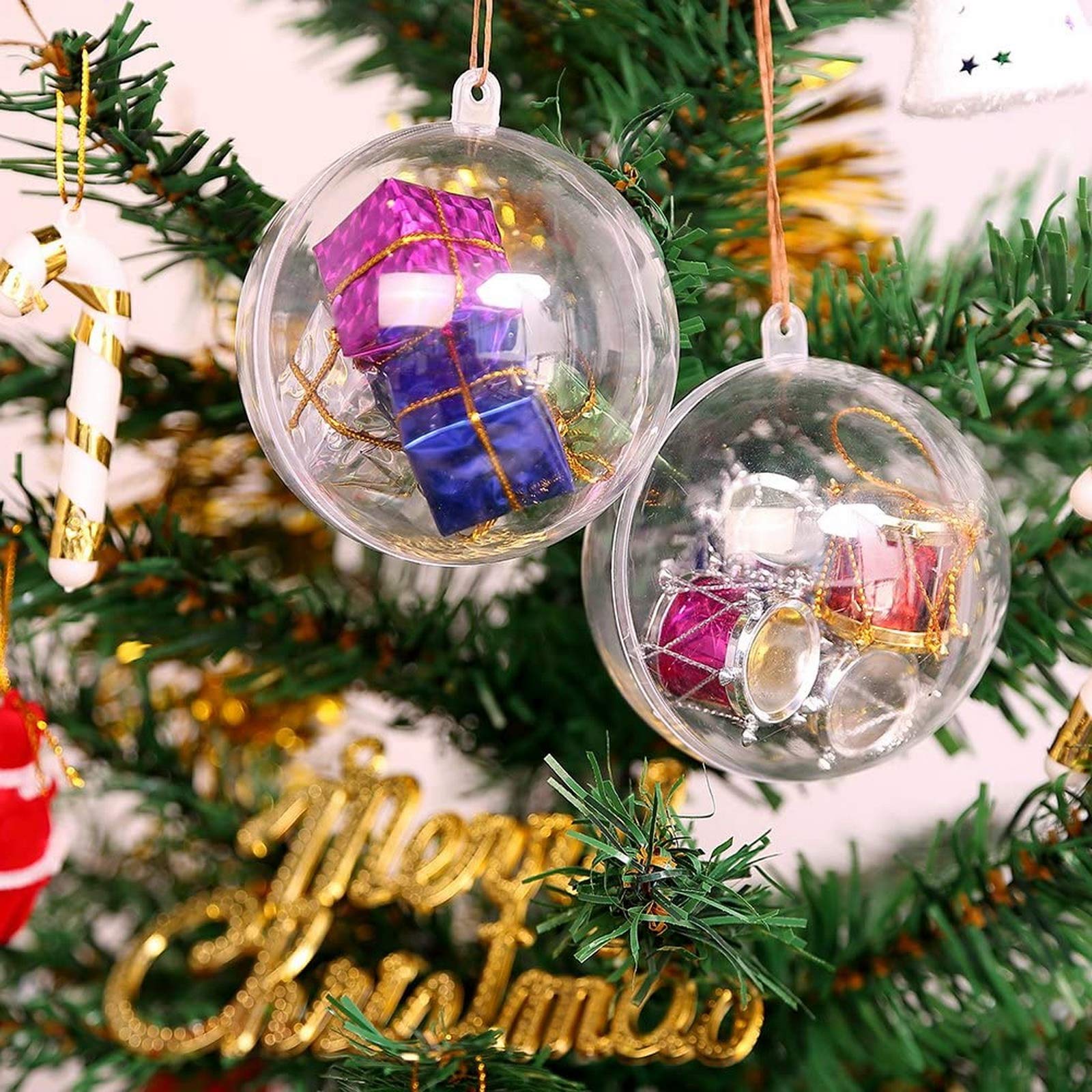 Uten 20pcs Christmas Balls Christmas Tree Decorations Clear Plastic Balls DIY Wedding Party Decor(100mm)