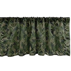 Ambesonne Camouflage Window Valance, Dark Tones