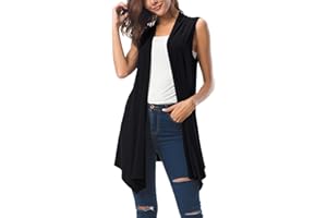 Urban CoCo Women’s Sleeveless Asymmetric Hem Open Front Summer Cardigan Vest