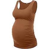 Peauty "Long Enough to Cover Hip Maternity Side Ruch Tank Tops/Basic Maternity Tops for Summer Casual Wear (S-3XL)