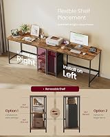 VASAGLE Computer Desk 120x60 cm with Left/Right Shelves Industrial Rustic Brown view 4