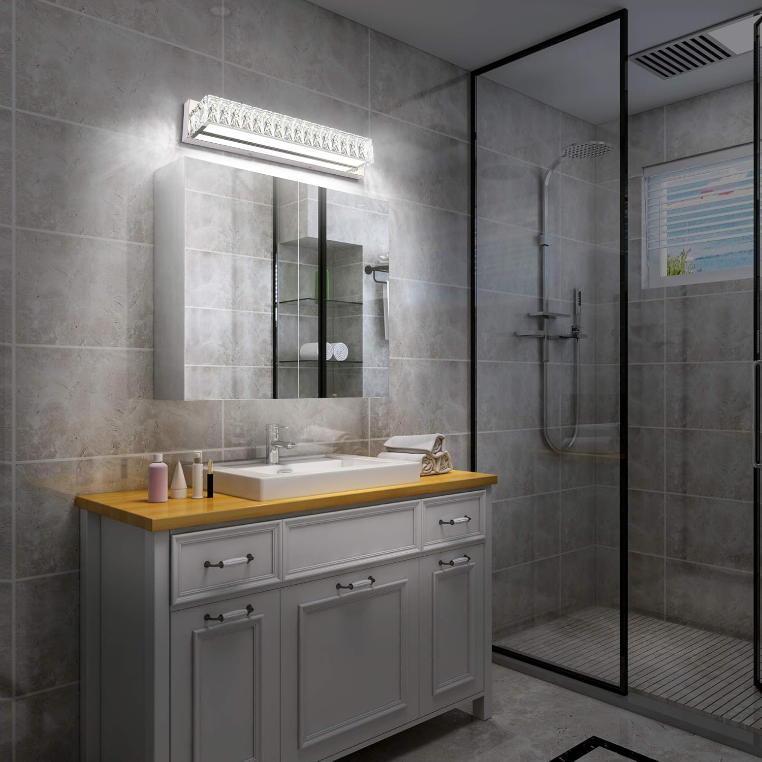 ZUZITO Crystal Bathroom Vanity Lighting Fixtures 7500 Modern LED Vanity Lights Over Mirror White Light - - 