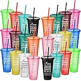 Skylety 24 Pcs Employee Appreciation Gifts Bulk, Team Appreciation Tumblers with Lids and Straw, 24 oz Team Plastic Cup Inspirational Valentine Gifts for Office Staff Coworker Teacher (Bright Color)