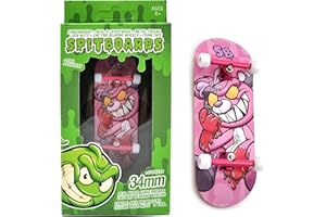 SPITBOARDS® 34mm x 96mm Pro Fingerboard Set-Up (Complete) | Real Wood Deck | Pro Trucks with Lock-Nuts and Pro Bushings | Polyurethane Pro Wheels with Bearings | Pink Teddy