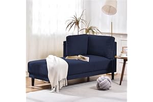 KEVINSPACE Modern Chaise Lounge Indoor with Fabric Chaise Lounges Chair Lounge Sofa Recliner Chair for Bedroom Office Living Room & Small Apartment SEAT Size 65.25Lx 32Wx 34.25 H inch Blue