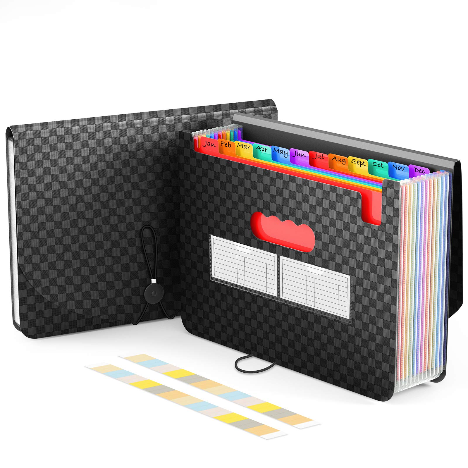 Expanding File Folder Letter Size Accordion Wallet Folder with 13 Pockets A4 File Organiser Portable Documents Holder with Lid,Multicolor Rainbow Filing Folders for Office/Business/School