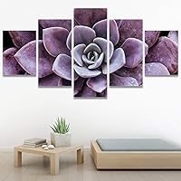 SIGNWIN Framed Canvas Wall Art Closeup of a Purple Succulent Plant and Petals Coastal Ocean Photography Modern Art Contemporary Panoramic Relax/Calm for Living Room, Bedroom, Office - 60