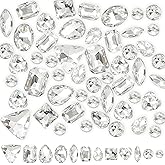 Mix Crystal Rhinestones 106Pcs Point Back Glass Gems Faceted Rhinestones Jewels Embelishments with Silver Plated Back for Crafts, Jewelry Making, Clothes, Shoes, Dress Clear