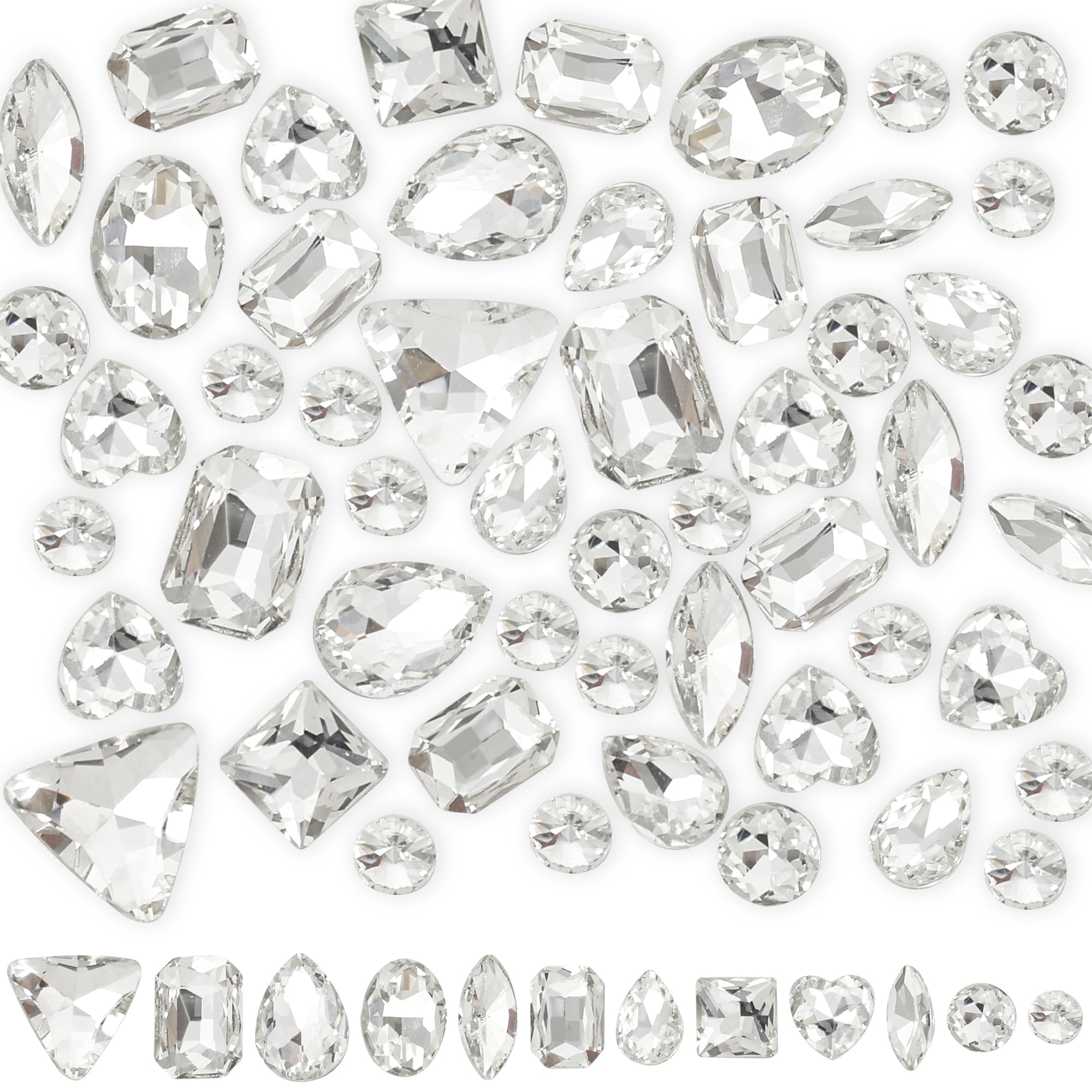 Photo 1 of Mix Crystal Rhinestones 106Pcs Point Back Glass Gems Faceted Rhinestones Jewels Embelishments with Silver Plated Back for Crafts, Jewelry Making, Clothes, Shoes, Dress Clear