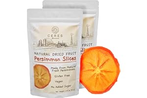 CERES GOURMET Dried Persimmon Slices 3.5 Oz, Dried Fruit Snack Packs, Healthy Snack, All Natural, No Sugar Added