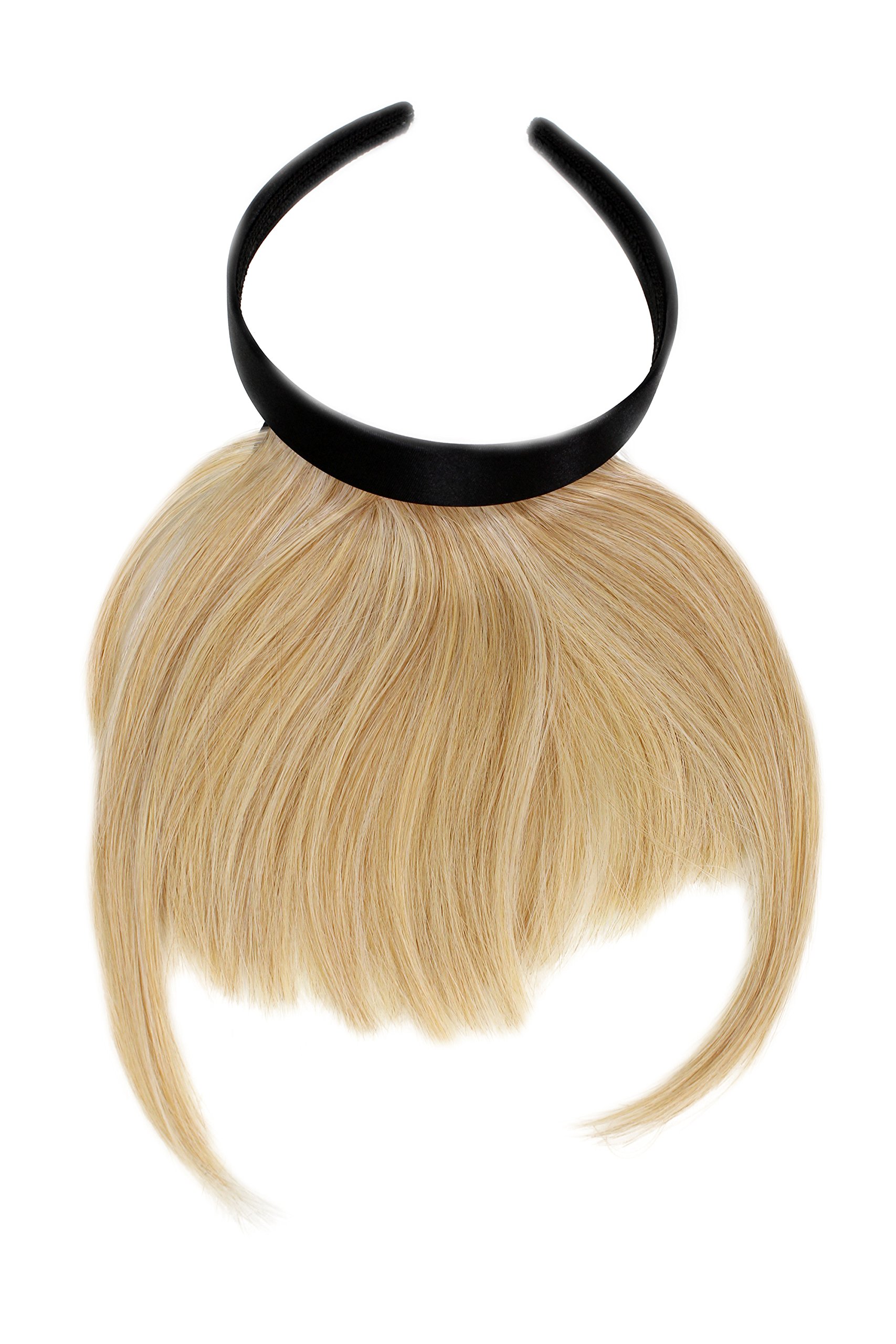 Hair Piece Clip in Bangs Fringe with hair circlet long framing strands synthetic fiber bright blond HA071T-611