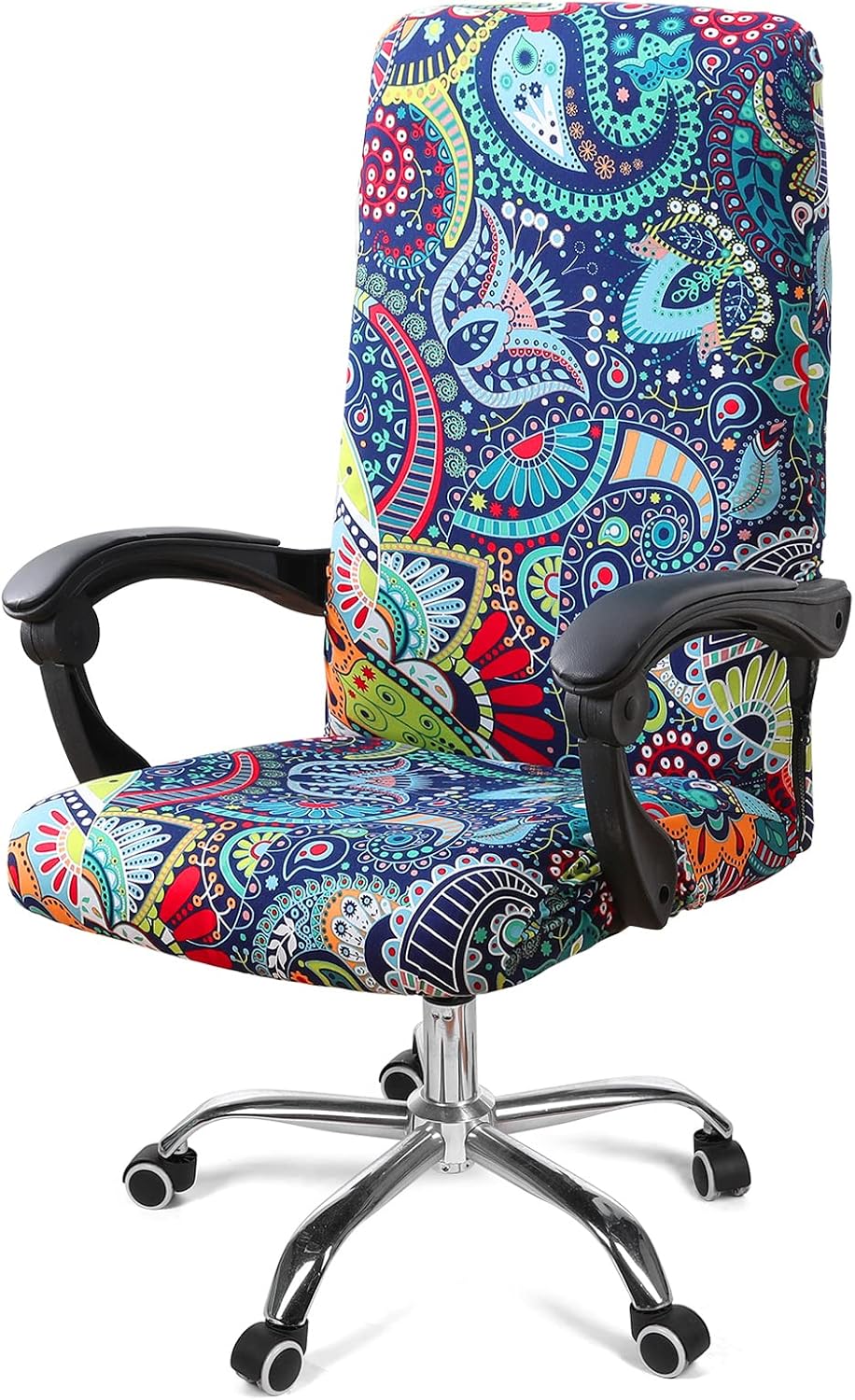 Slipcovers - smiry Stretch Printed Computer Office Chair Covers, Soft Fit Universal Desk Rotating Slipcovers, Removable Washable Anti-Dust Spandex Chair Protector Cover with Zipper (Large, Paisley)