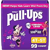 Pull-Ups Girls' Potty Training Pants, 4T-5T (38-50 lbs), 99 Count | Easy Open Sides, Disposable, Refastenable Fit, Wetness Indicator, Soft &amp; Breathable, Stretchy Sides, Fragrance Free