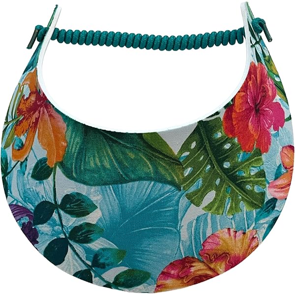 No Headache Sun Visor Women's Pickleball Sun Visor - Hawaiian Print Lightweight Fabric Foam Visor - Adjustable No-Headache Design Adjustable Foam Sports Visor Women's Pickleball Golf