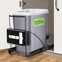 Amazon.com: Spaces Tools Pull Out Trash Can Under Cabinet Shelf ...