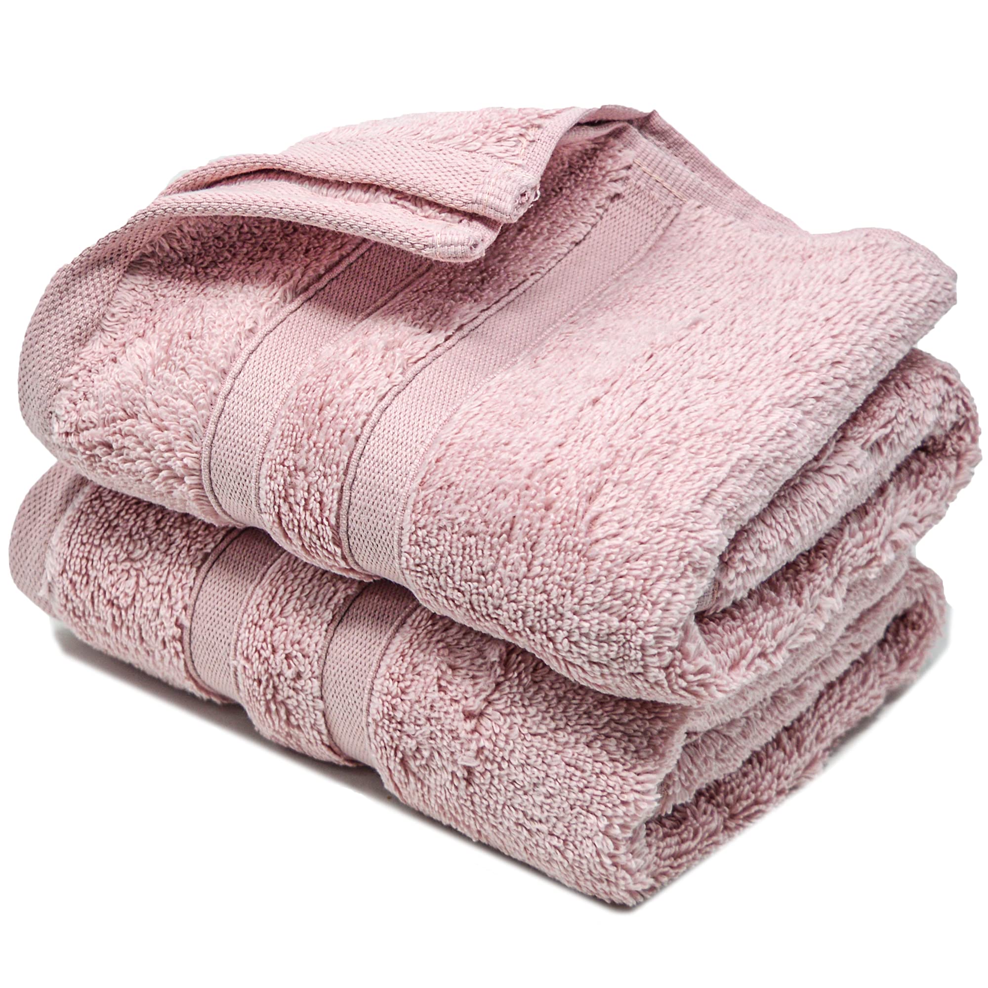 Hand Towels 600gsm ZERO TWIST Cotton Highly Absorbent & Quick Dry Luxury Hotel Quality Luxe Collection Fade Resistant 50x80cm (Blush Pink, Pack Of 2)