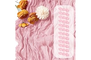 FANTEKE 12 Pack Light Pink Cheesecloth Table Runner 17 x 108 Inch Gauze Table Runner Fabric Semi Sheer Cheese Cloth Table Decor Bulk for Rustic Romantic Wedding Baby Shower Table Decoration