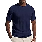 PJ PAUL JONES Mens T-Shirts Crew Neck T Shirts Short Sleeve Knit Shirt Casual Ribbed Top Basic Pullover Tees