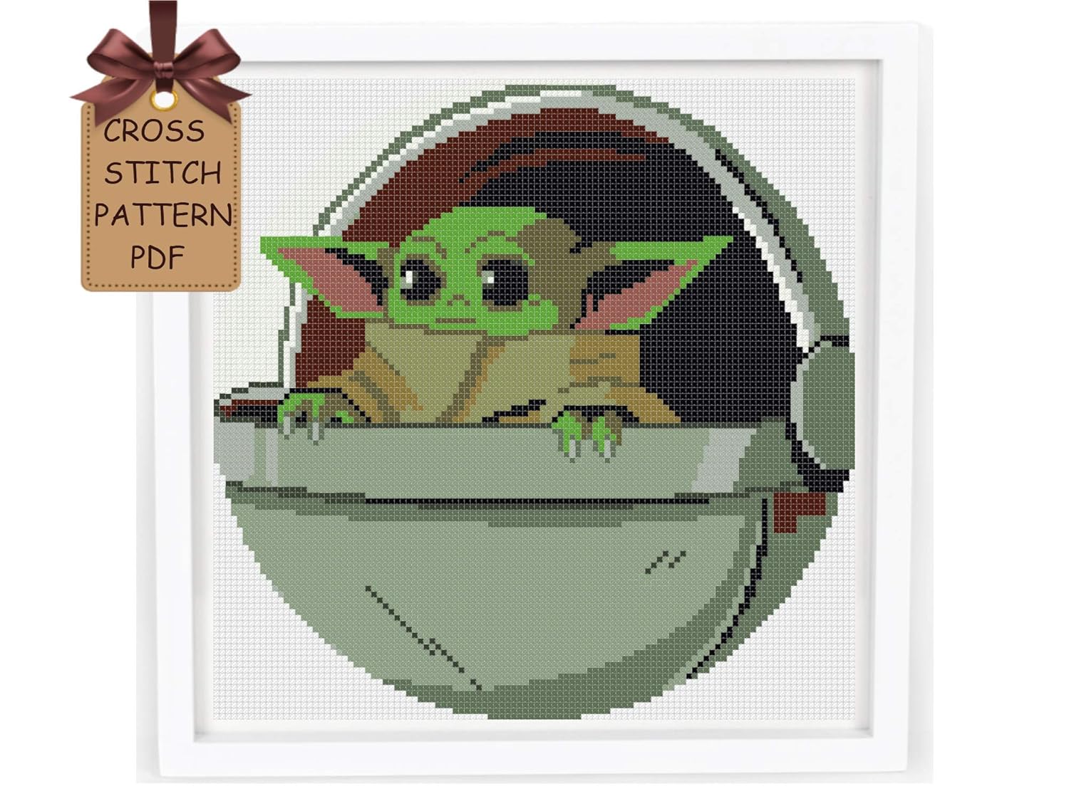Baby Yoda cross stitch patterns pdf, modern counted easy disney cross
