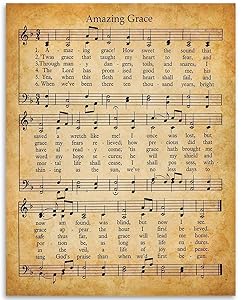 Amazing Grace Music and Lyrics - 11x14 Unframed Art Print - Great Inspirational Gift and Decor Under $15