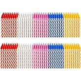 144 Count Birthday Candles Bulk &ndash; Birthday Candles for Cake, Mixed Colors Spiral Candles, Unscented Paraffin Wax Party Pack