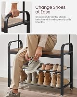 VASAGLE Coat Rack with Shoe Storage Bench 4 in 1 Industrial Rustic Brown view 8