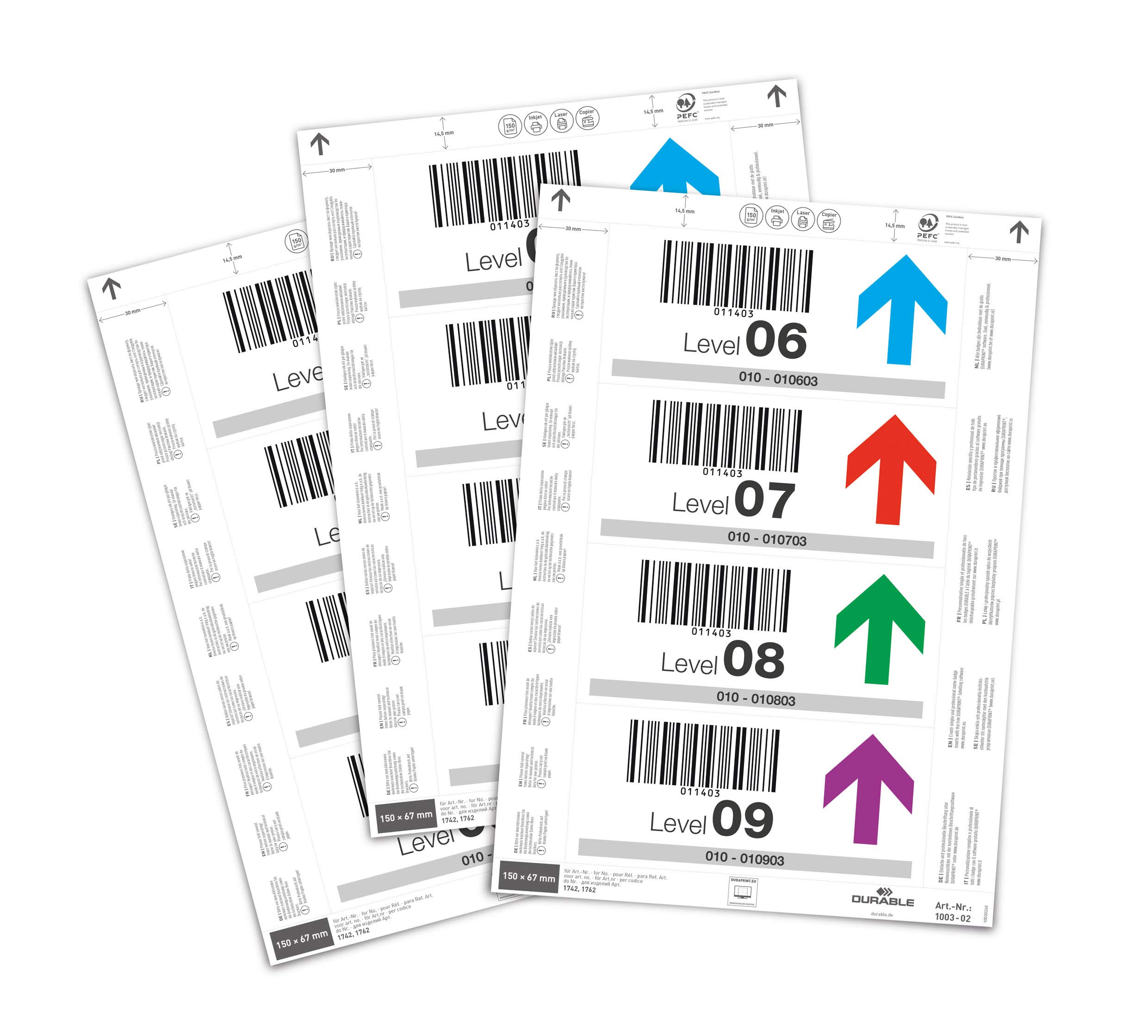 Durable Insert Labels 150 x 67 mm for Ticket Holders, 80 Labels on A4 Sheets, White, 100302