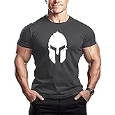 ReedCA Spartan Helmet - Mens Bodybuilding T-Shirt - Gym Training Top Fitness