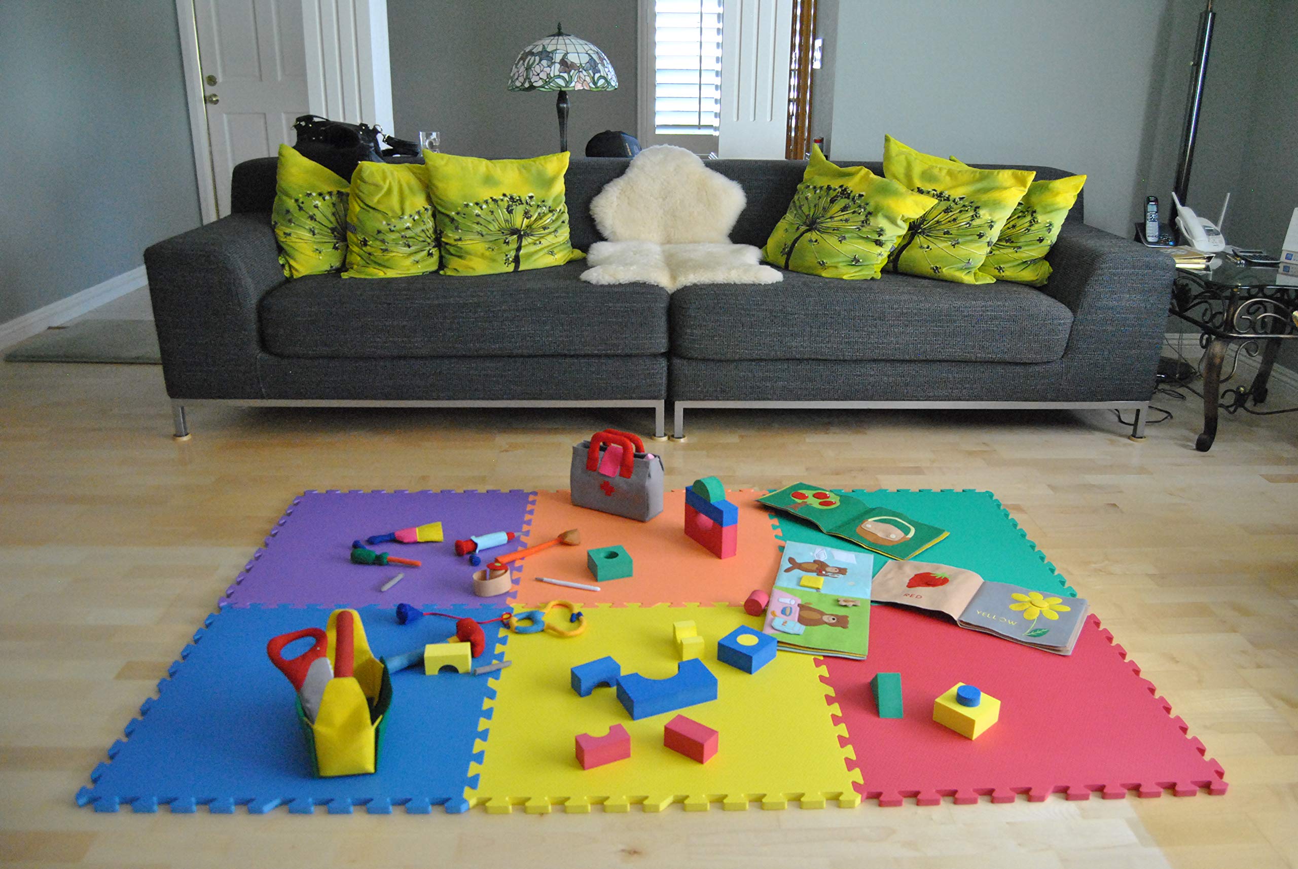 EWONDERWORLD 6 Piece Interlocking Foam Play Mat Extra Large Thick