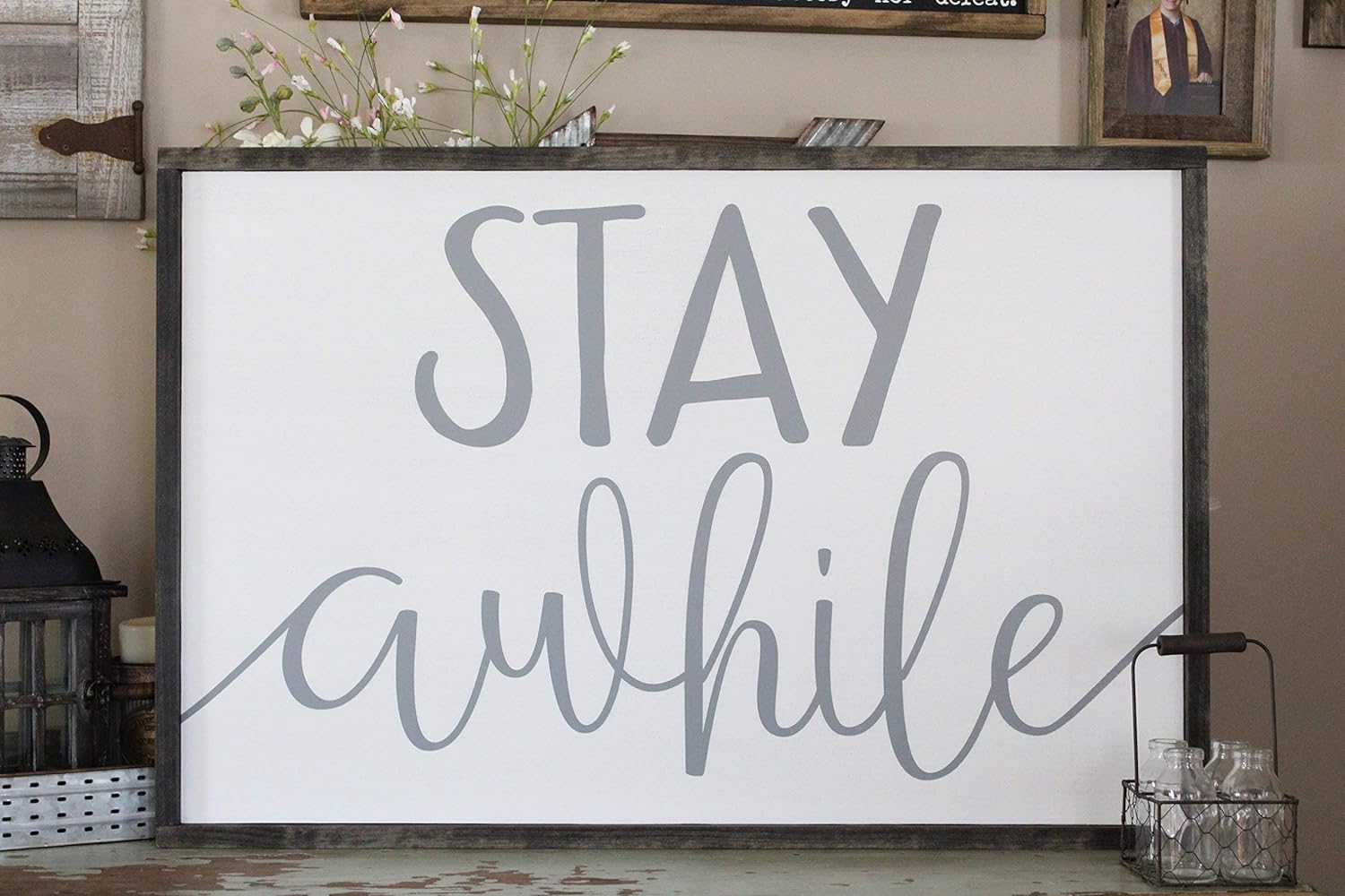 Stay Awhile Wall Art/Hand Painted Sign