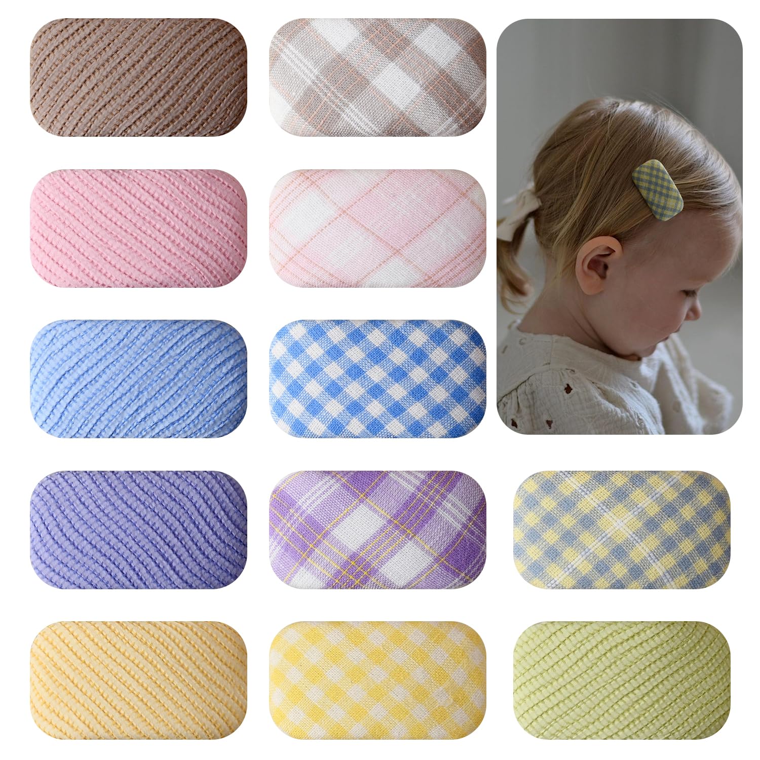 Photo 1 of 12 PCS Toddler Hair Clips - 1.8'' Baby Girls Wrapped Snap Barrettes or Babies Hair Accessories for Infants and Kids