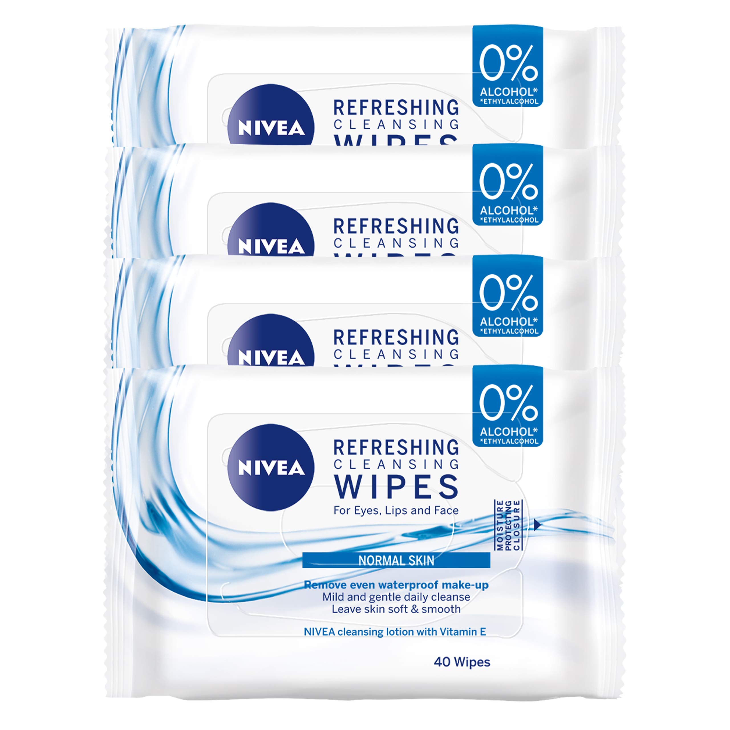 NIVEA Refreshing Cleansing Face Wipes, 40 wipes, Pack of 4