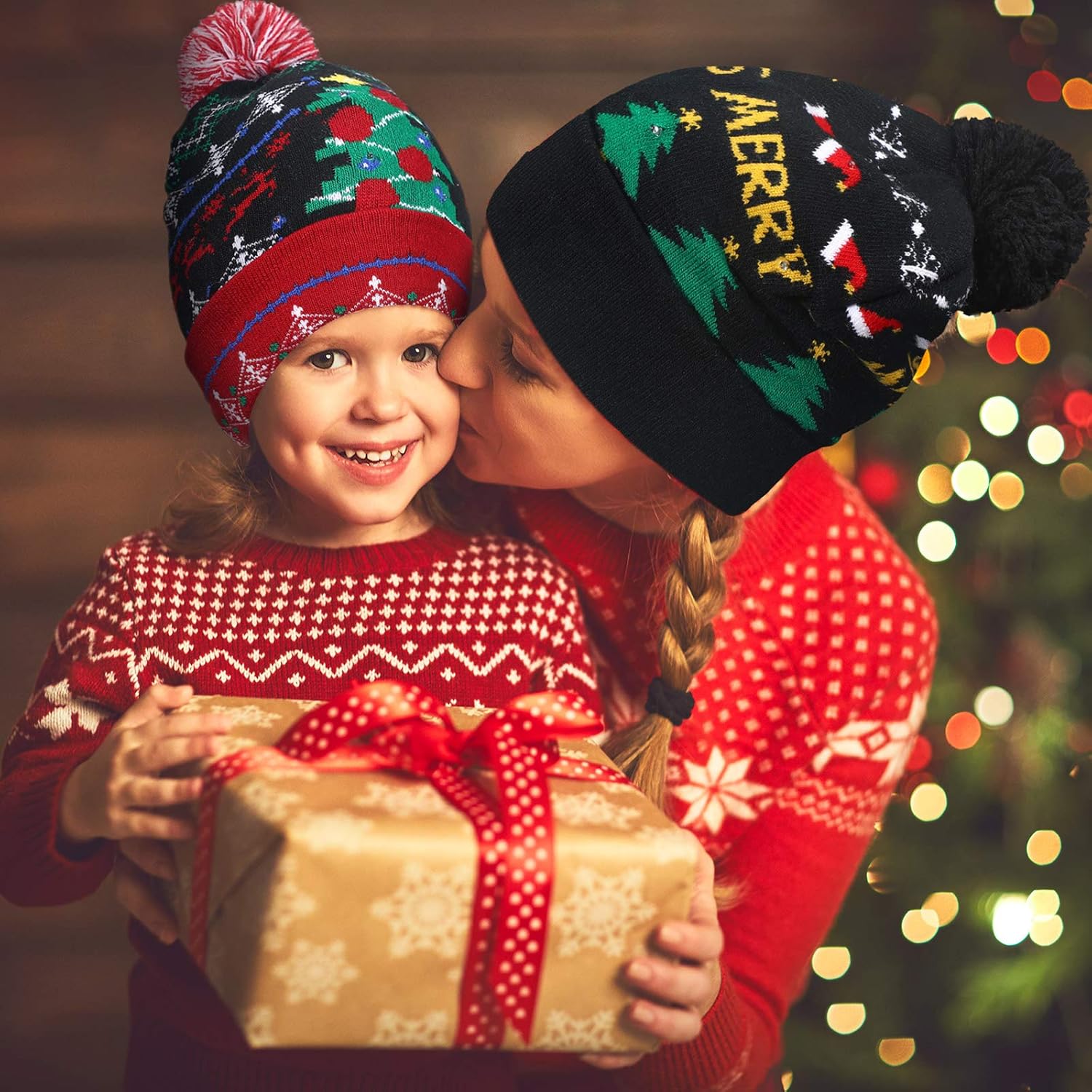 Geyoga 6 Pieces LED Christmas Hat LED Lights Sweater Hat Unisex Winter Beanie Knit Cap with 6 Colorful LED Lights for Christmas Holiday Party Supplies at  Women’s Clothing store