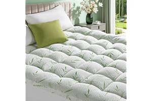 3 Inch Mattress Topper Queen Size - Viscose Made from Bamboo,Cooling Soft Pillow Top Mattress Pad Cover for Back Pain,Mattres