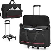 Trunab Rolling Monitor Carry Case for 24 Inch Monitors with Detachable Trolley, Padded Monitor Bag Hold Up to 2 LCD Screens/T
