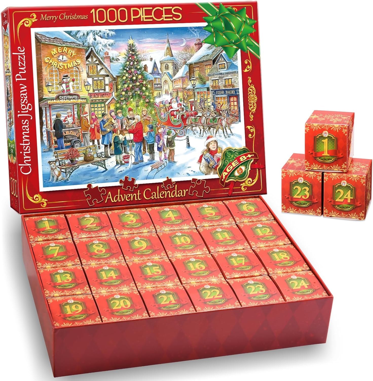 Advent Calendars - Advent Calendar 2023 Christmas Jigsaw Puzzles,24 Days Surprise Christmas Countdown Calendars,1000 pieces Jigsaw Puzzles for Adult Families,Great Stocking Stuffer Christmas Gifts Puzzle Home Decoration