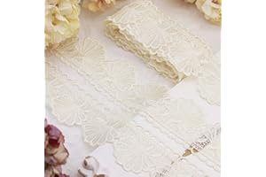 DHFLYDH Ivory Lace Trim 4.5 Yards Venice Lace Ribbon Flower Scalloped Embroidery Lace Trim for Crafts, Dress, Gift Wrapping, Wedding, Home Decoration