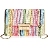 QTKJ Bohemian Straw Beach Bag, Crossbody Bags for Women, Handmade Woven Purse, Tassel Handbags for Vacation, Travel(Color 2)