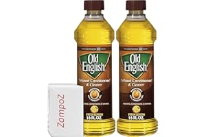 ZOMPOZ Old English Wood Furniture Polish, 2 Pack Mineral Lemon Oil Wood Cleaner and Conditioner, Protects Floors and Furniture, Works on Birch, Maple, Oak, Lemon Scent, 16 oz. Each Plus Zompo-Z Tissues