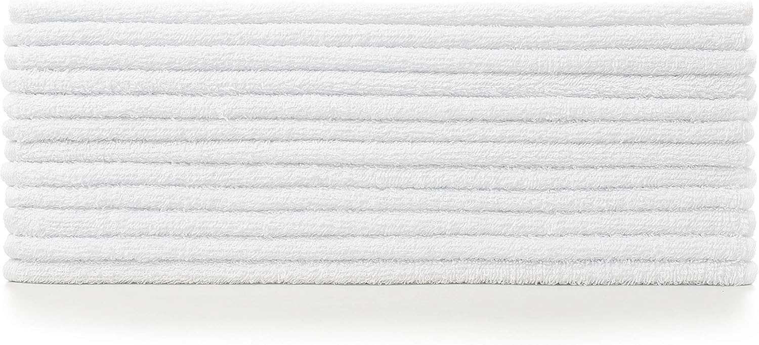 Basics White Cleaning Cloth Towels 12 Pack Cotton Washing Dishes Towel: Kitchen & Dining
