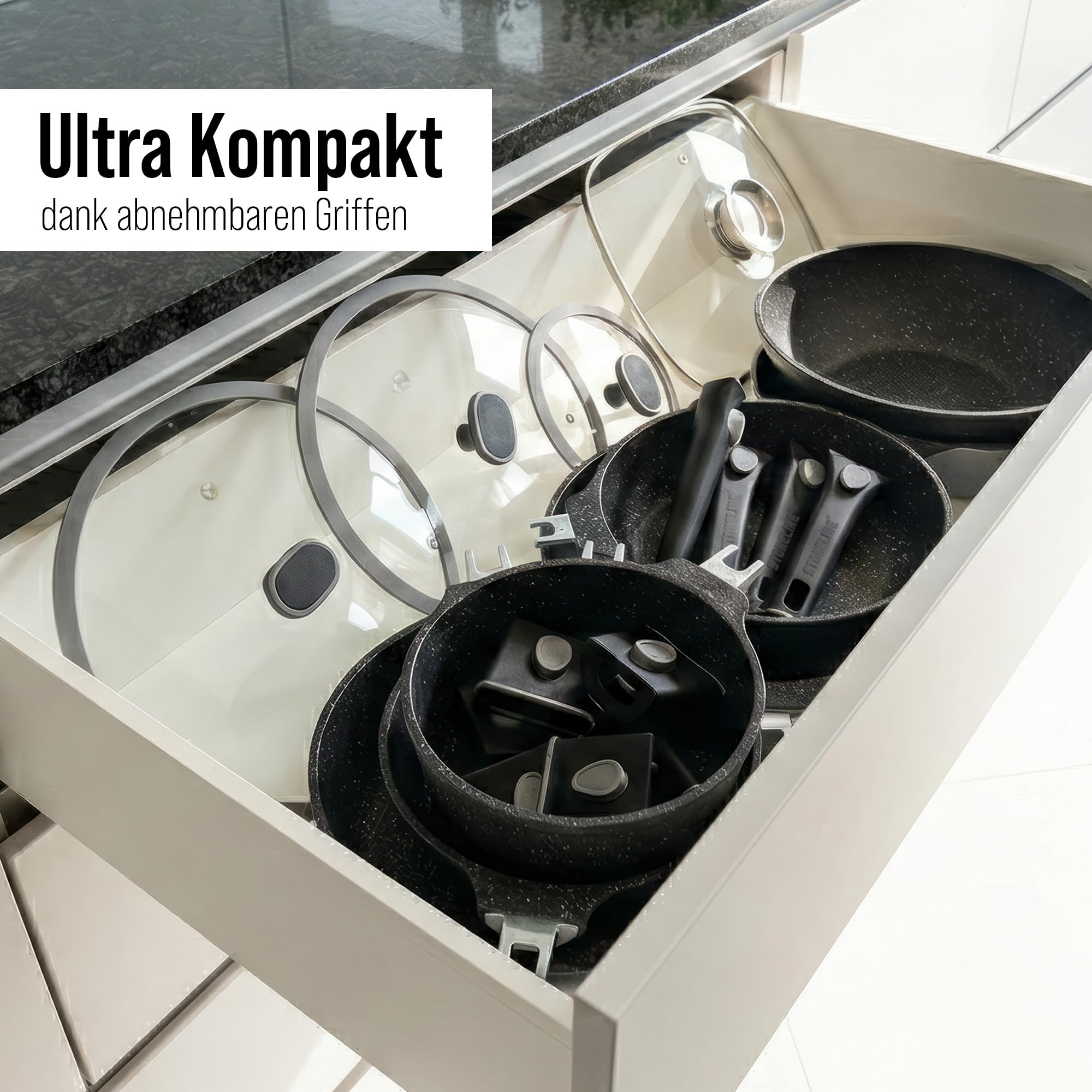 STONELINE SMART Grillpfanne 28 cm ☆ REDESIGN 25/26 ☆ Große Steak Pfanne Aluguss, Abnehmbarem Griff, Pfanne Induktion, Alle Herdarten, Antihaftbeschichtet mit echten Steinpartikeln, Grau 7