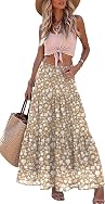 Jouica Women's Pleated Skirt Chiffon A-Line Elastic High Waist Flowy Double Layer Casual Maxi Skirts for Women 2026